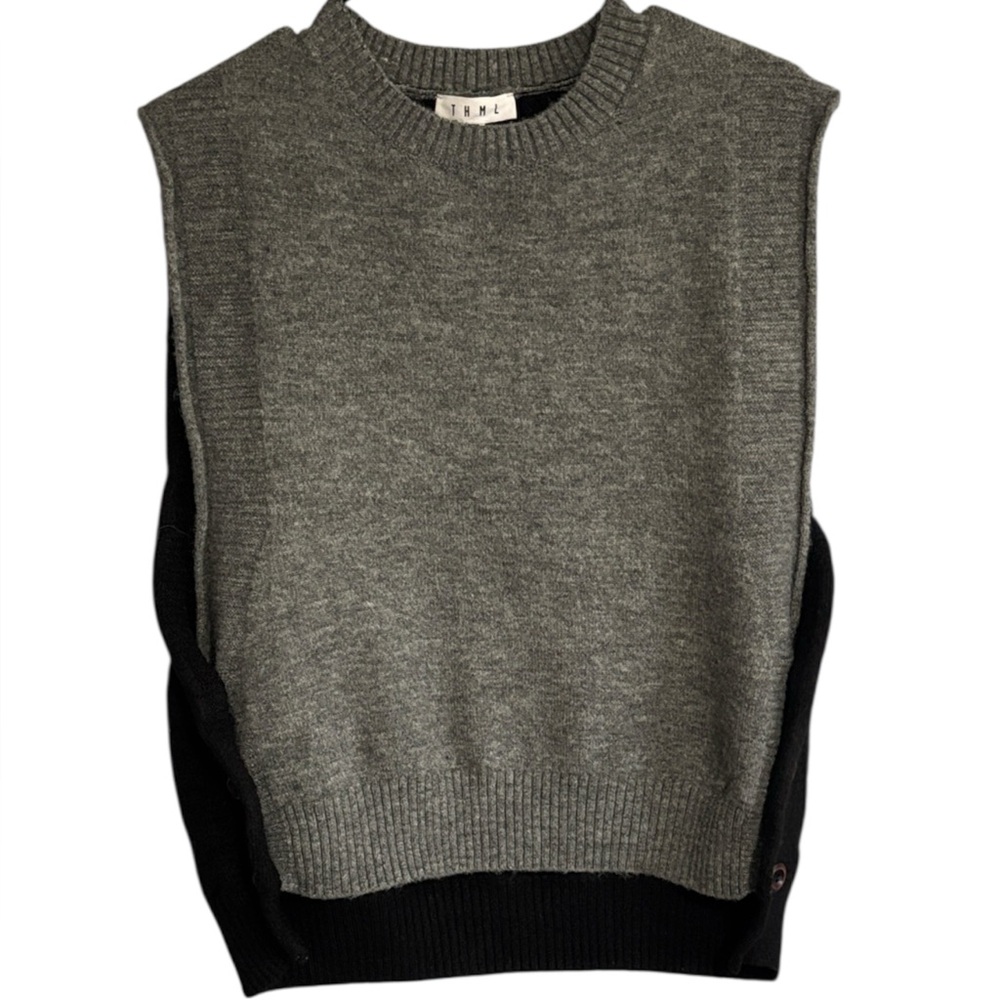 THML Gray and Black Crewneck Sweater